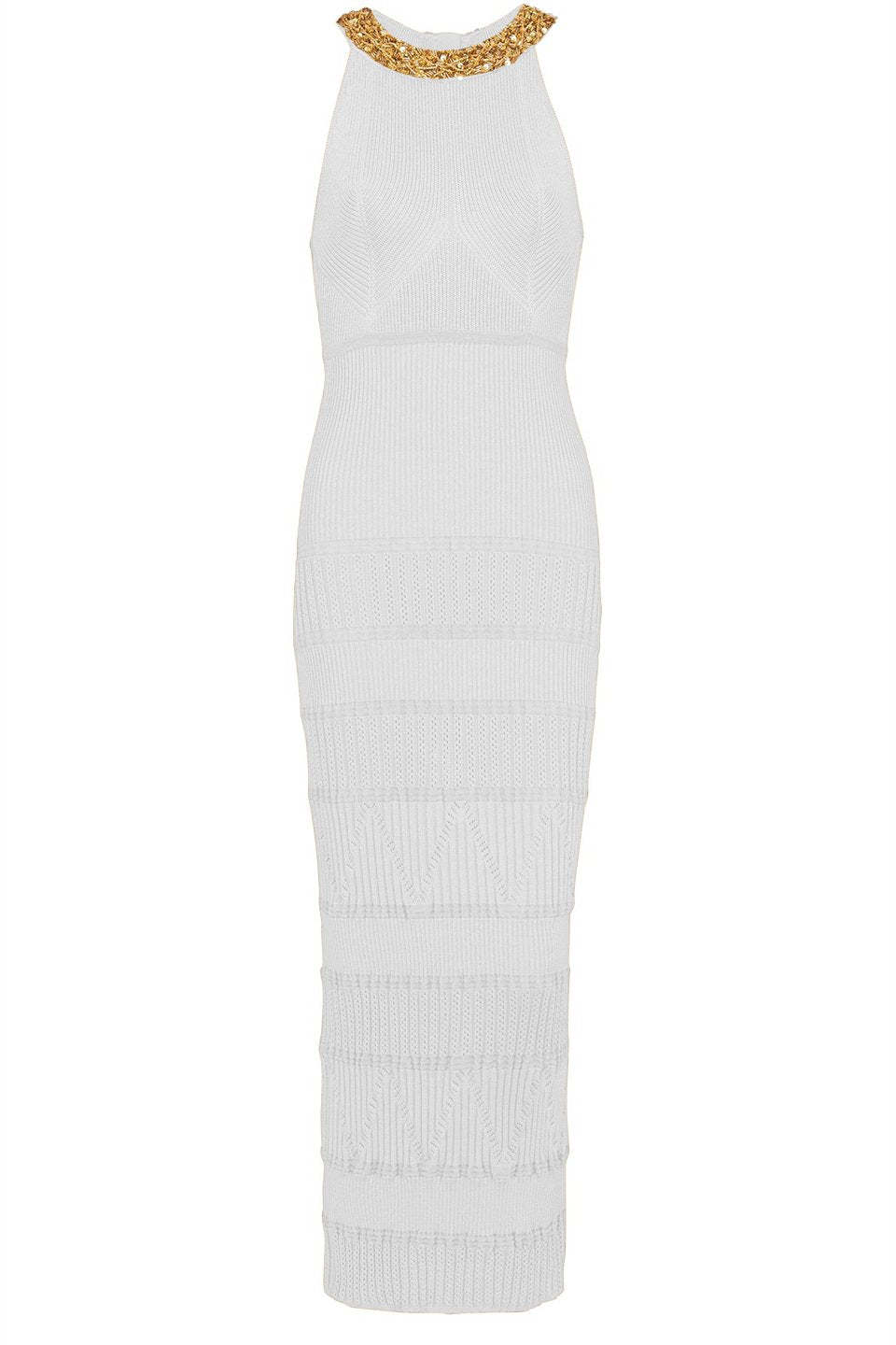 Donna Embroidered Turtleneck Midi Knit Dress-Sunfere