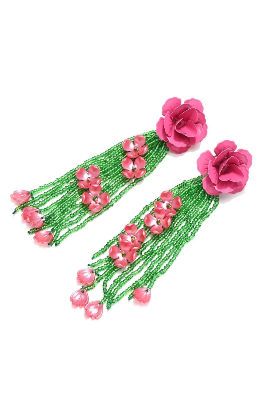 Donna Flower Tassel Earrings-Sunfere