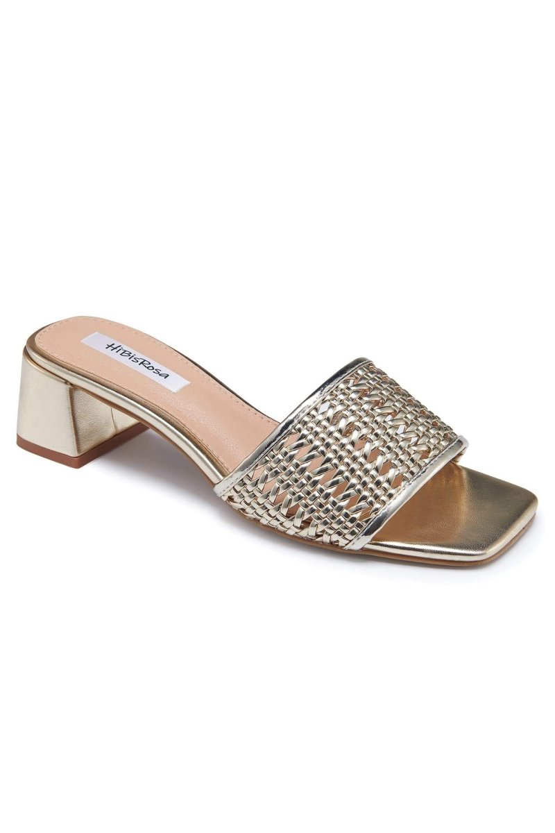 shoes-Doris Woven Square Toe Mules-SSH00603282560-Gold-37 - Sunfere