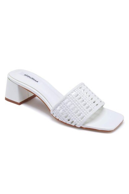 shoes-Doris Woven Square Toe Mules-SSH00603282560-White-37 - Sunfere