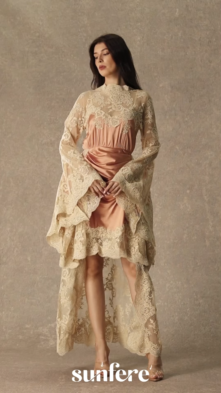 Most Beautiful Day Pink Lace Panel Bell Sleeve Maxi Dress