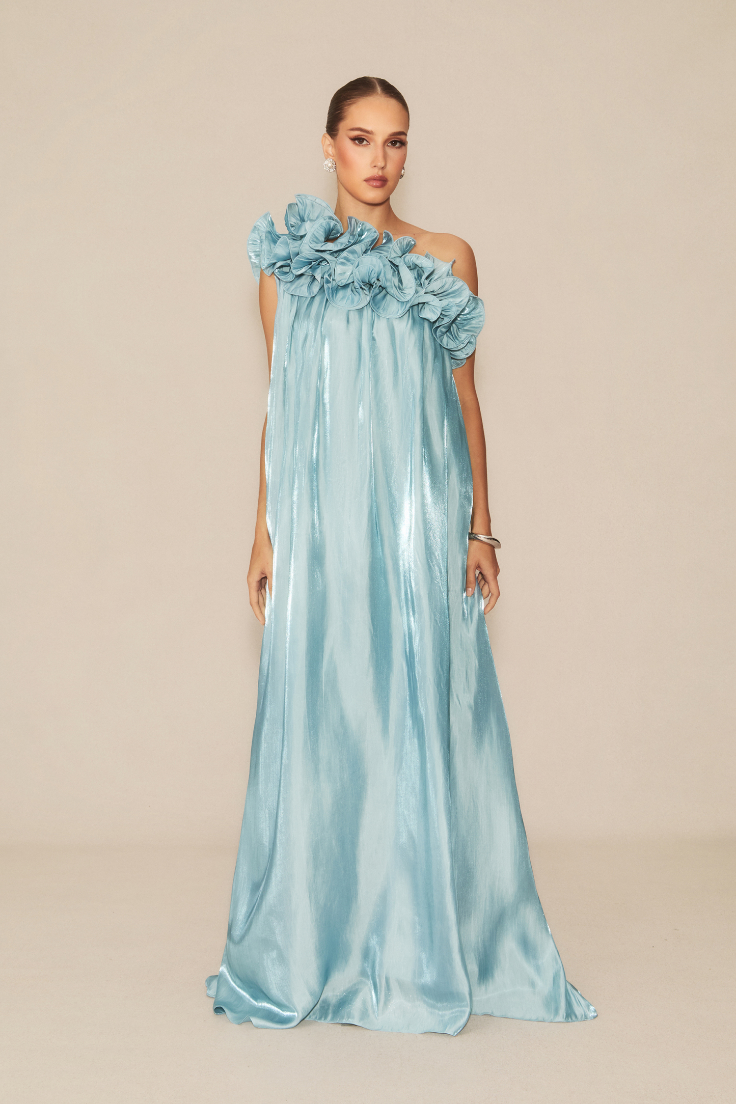 robe maxi à volants asymétriques Gloria