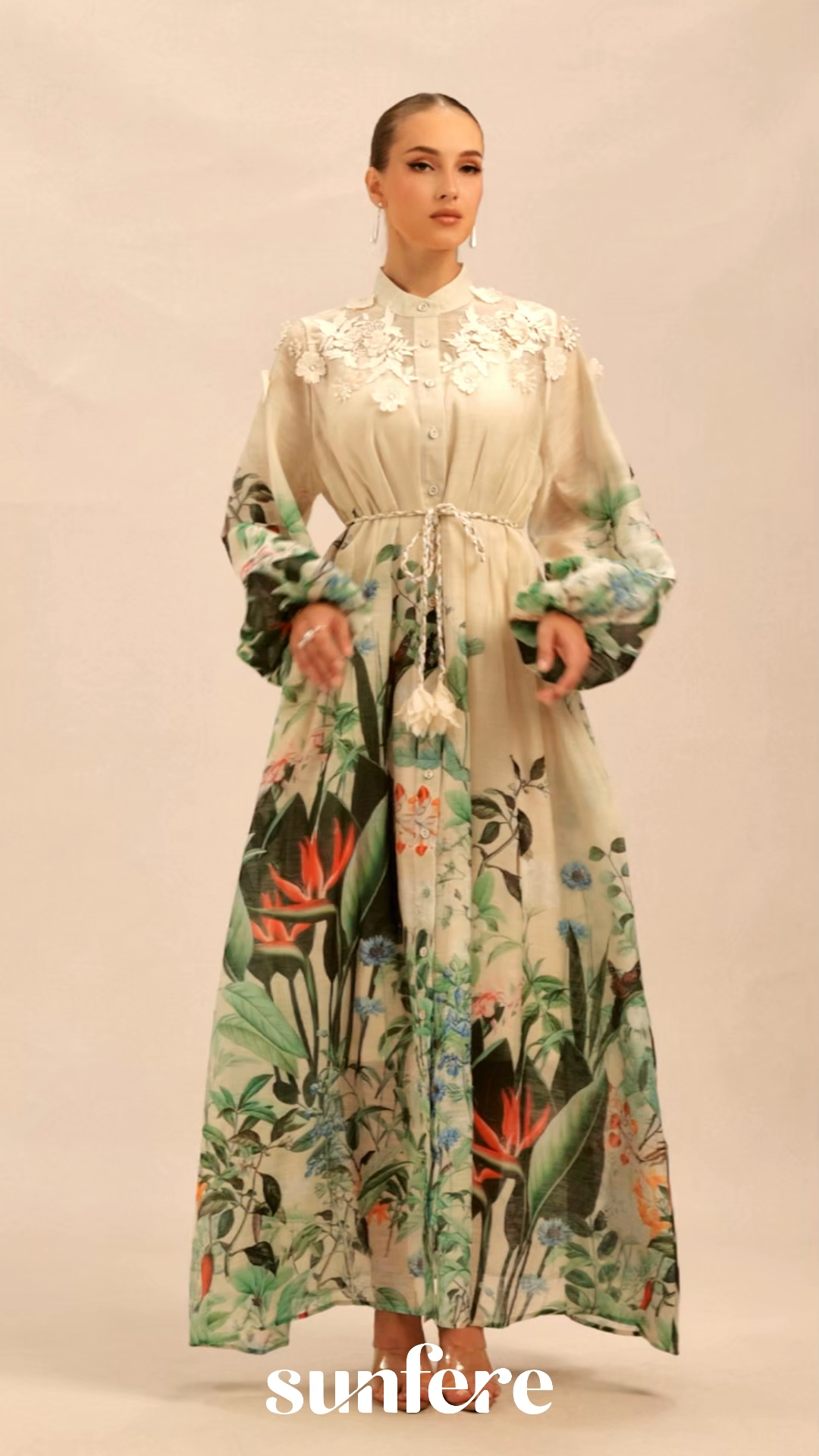 Raina Floral Print Puff Sleeve Maxi Dress