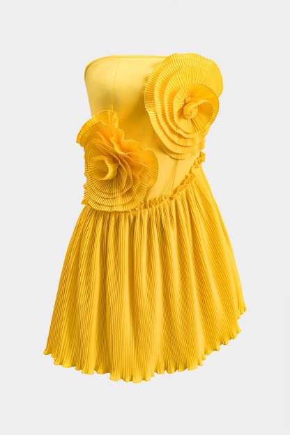 Janet Floral Applique Strapless Mini Dress