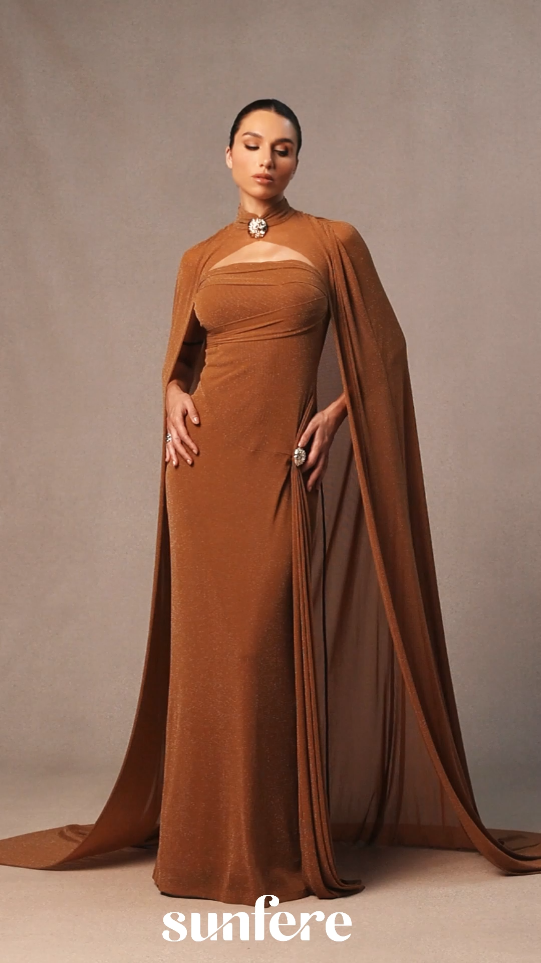 Savanna High Neck Cape & Strapless Maxi Dress Set