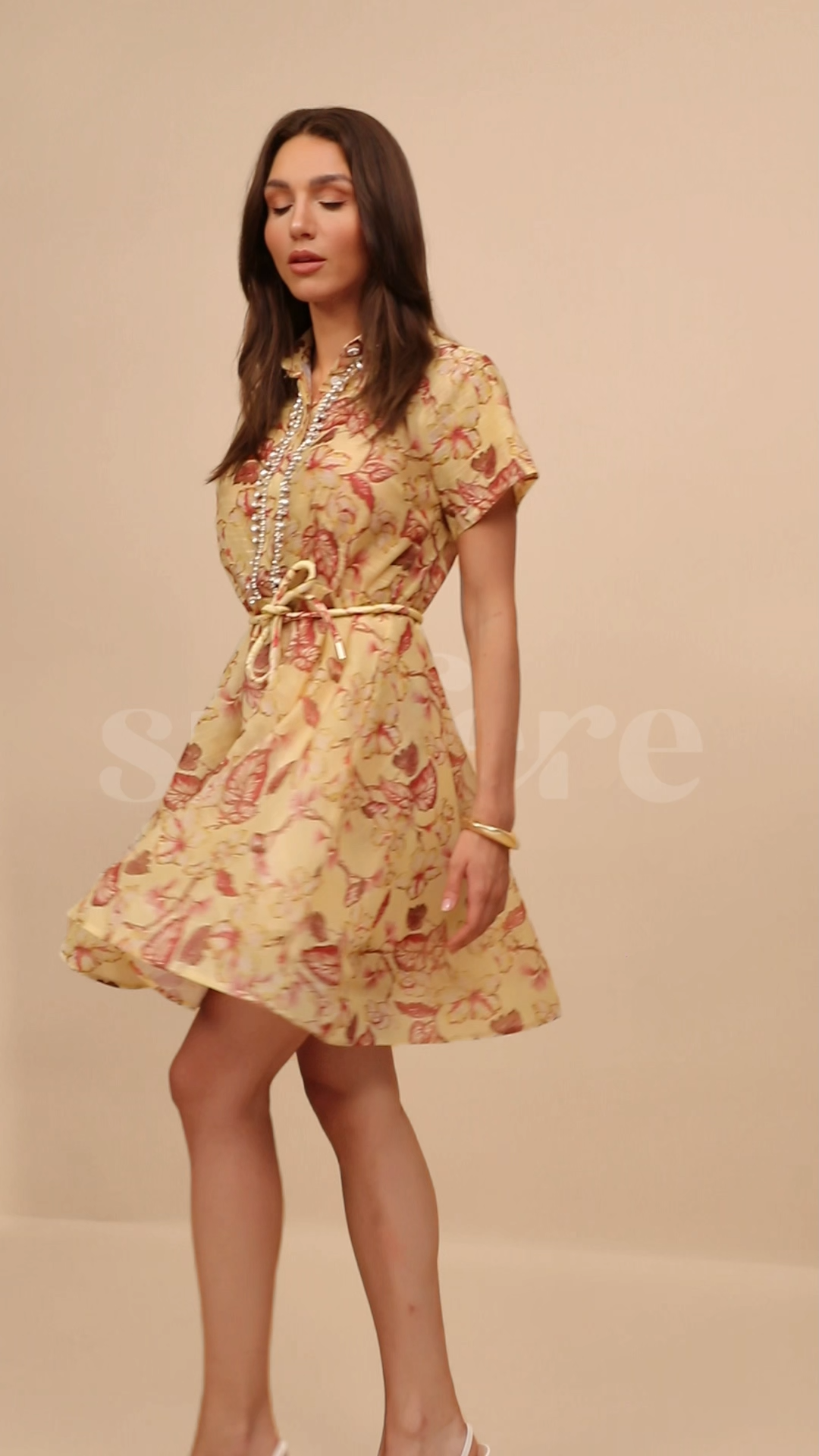 Anna Floral Print Crystal Embellished Mini Dress