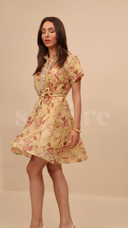 Anna Floral Print Crystal Embellished Mini Dress