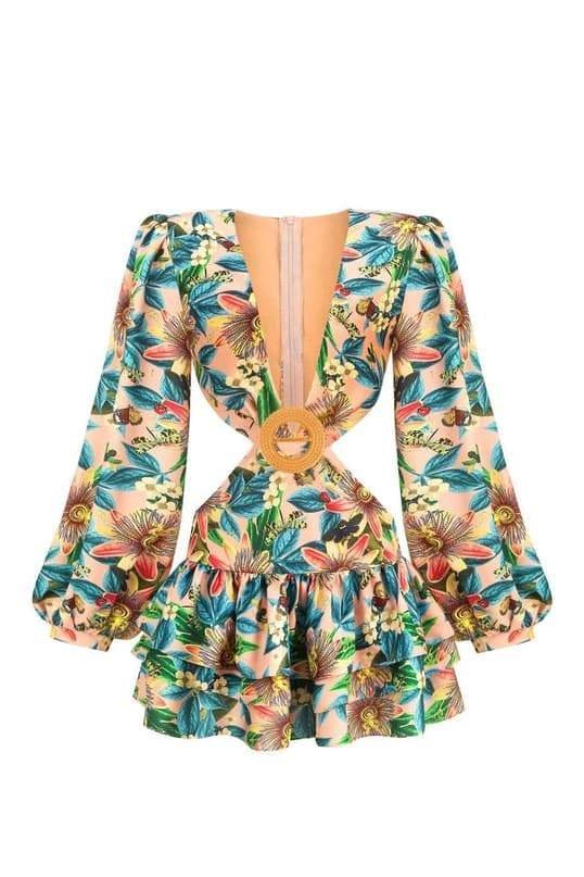 Edana Cut-out Tiered Mini Dress-Sunfere