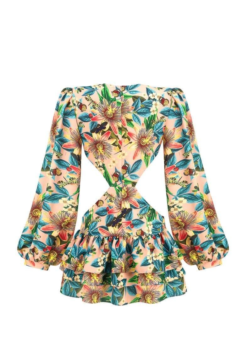 Edana Cut-out Tiered Mini Dress-Sunfere