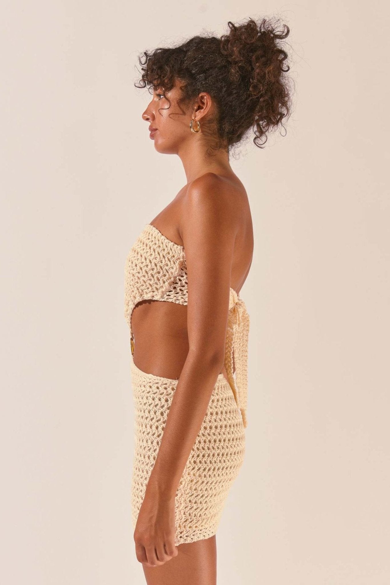 Edna Strapless Cut-out Crochet Mini Dress