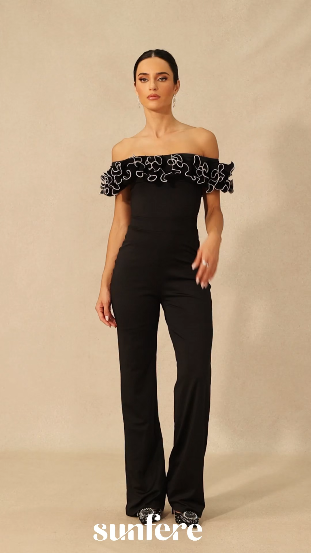 Jessie Off Shoulder Ruffle Trim Jumpsuit