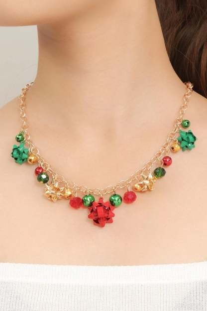 '-Eileen Christmas Jingle Bell Alloy Flower Necklace-SA00611091865-Multi - Sunfere