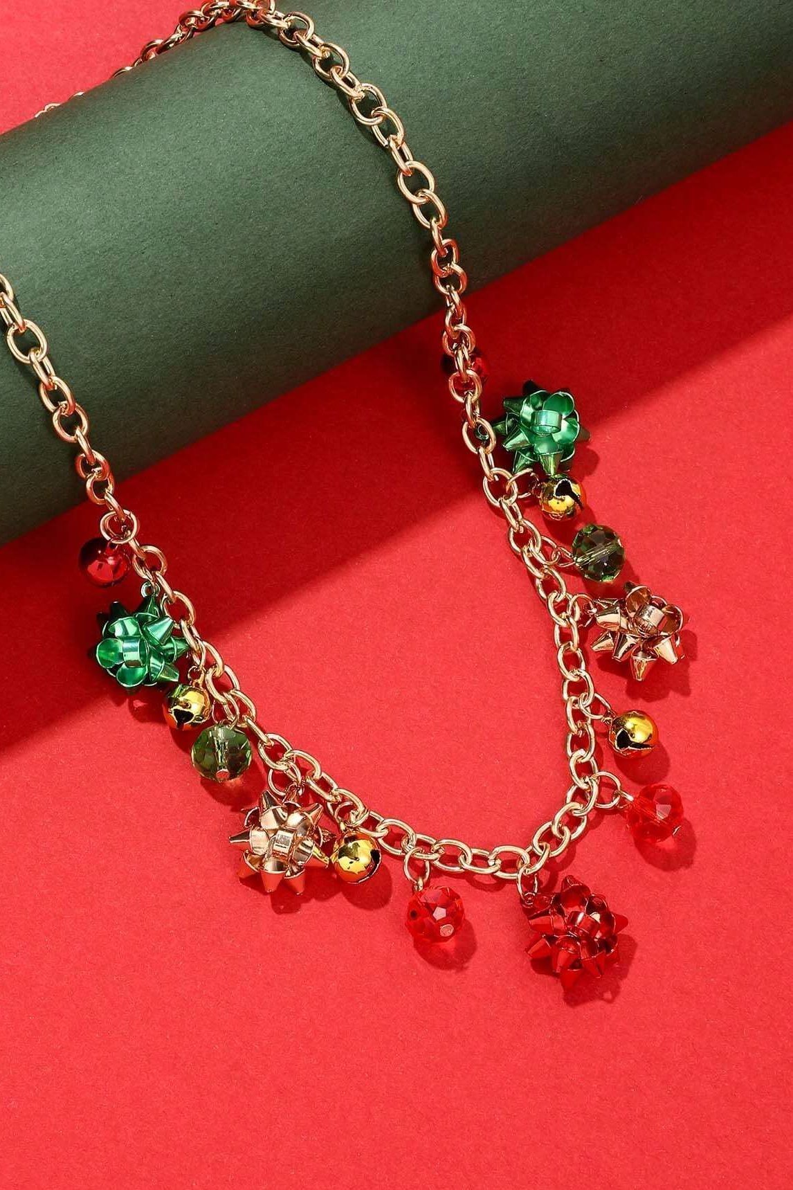 Red 2024 Bell Flower Double Necklace