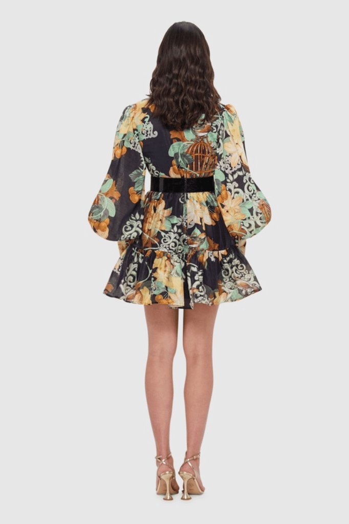 Eileen Printed Belted Flare Mini Dress-Sunfere