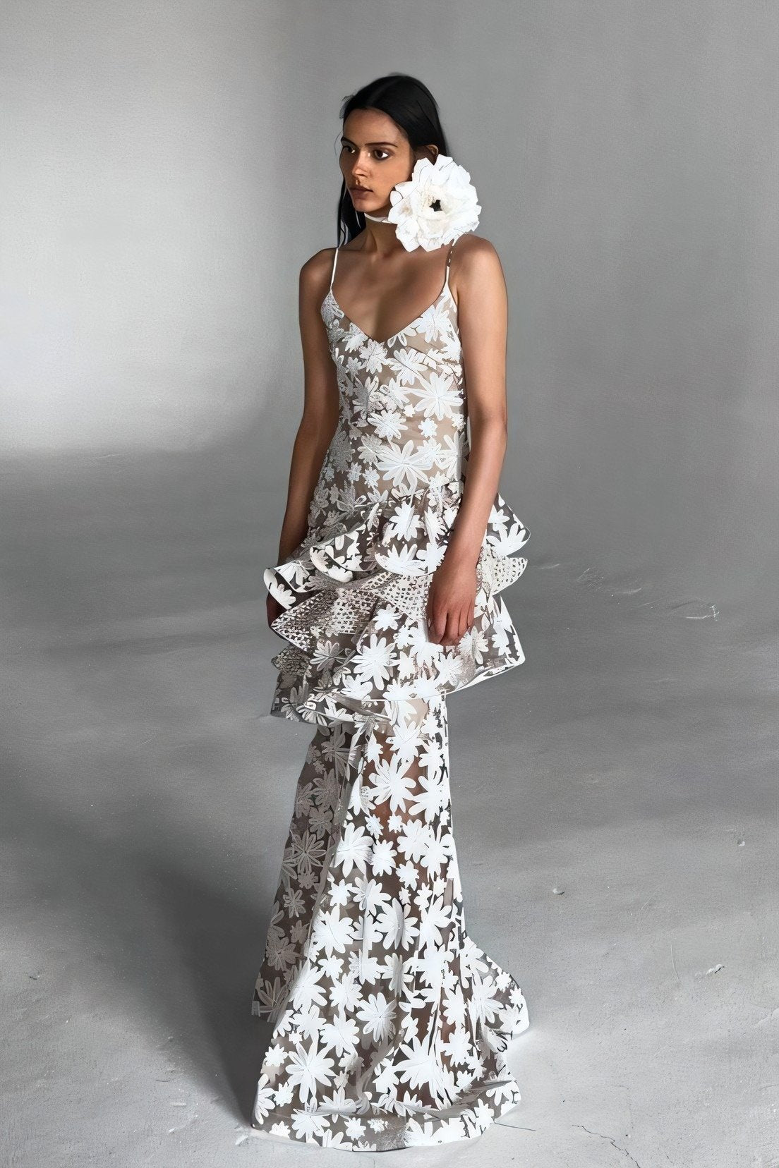 dresses-Elise Jacquard Ruffle Maxi Slip Dress-SD00211201929-White-S - Sunfere