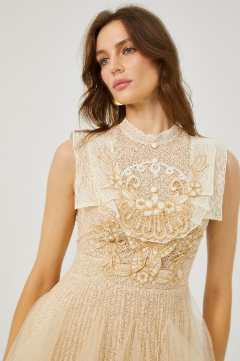 Elizabeth Butterfly Embroidered Tulle Mini Dress-Sunfere