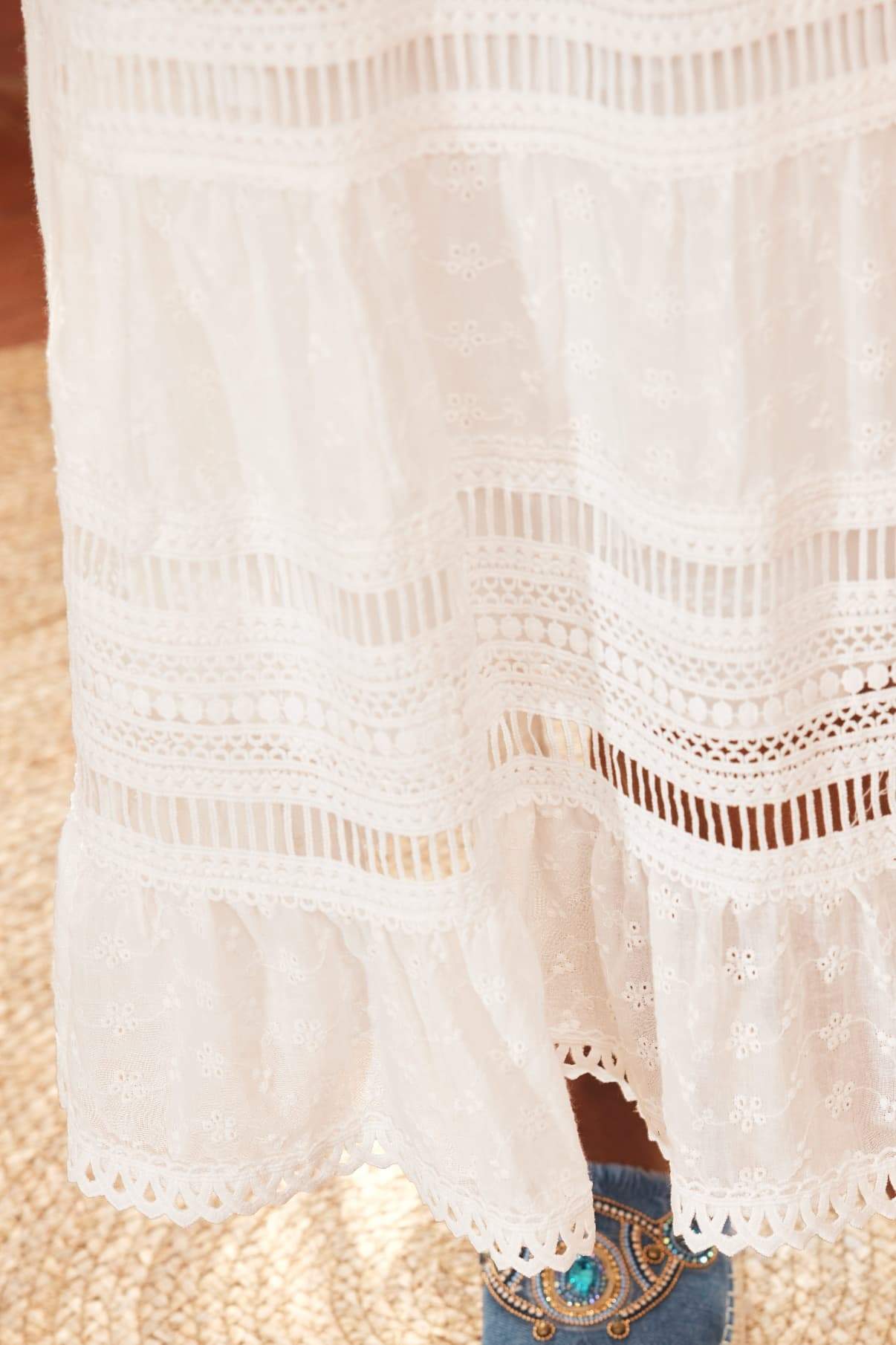 Ellie Floral Lace-trimmed Midi Skirt-Sunfere