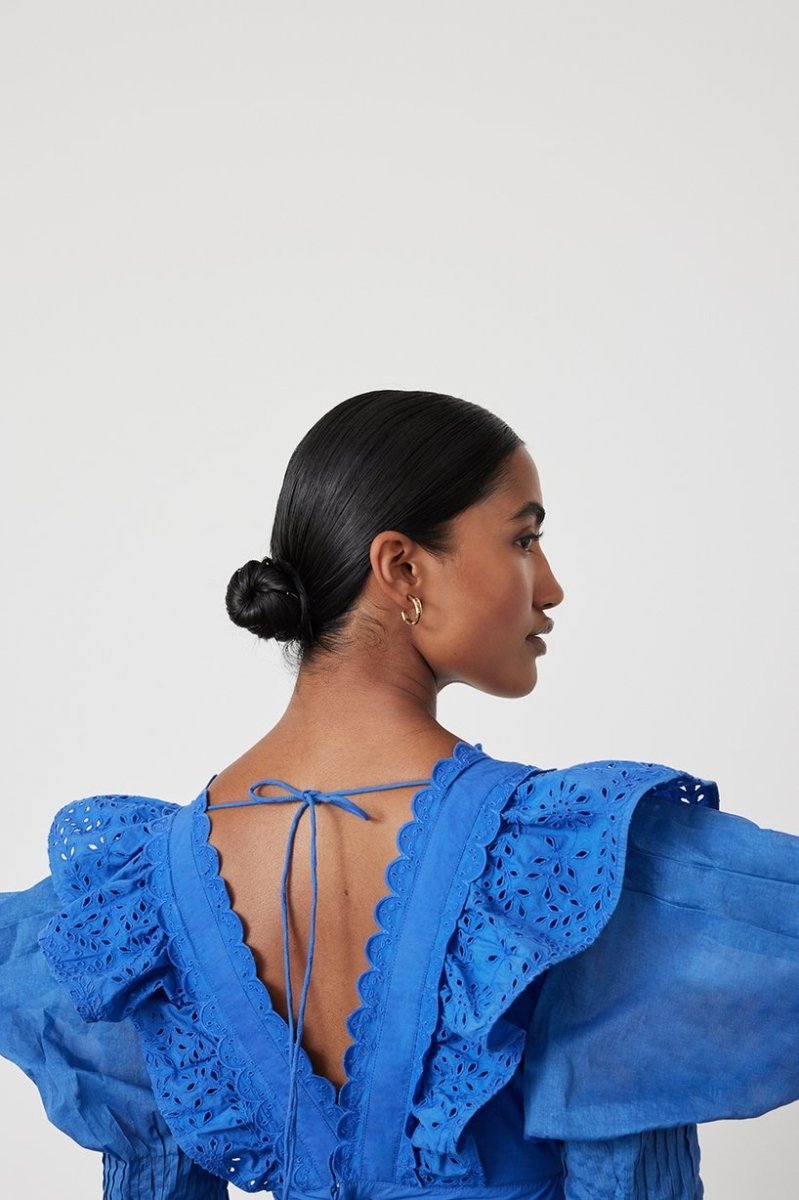 Elma Embroidered Ruffled Mini Dress-Sunfere