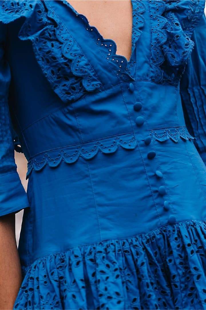 Elma Embroidered Ruffled Mini Dress-Sunfere