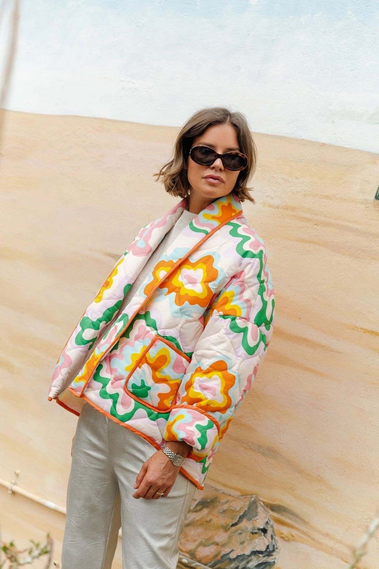 Elma Printed Quilted Puffer Jacket-Sunfere