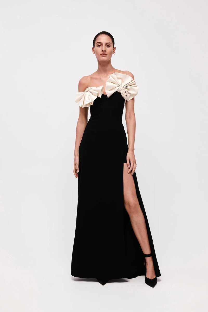 Elsa Strapless Pleated Midi Split Dress-Sunfere