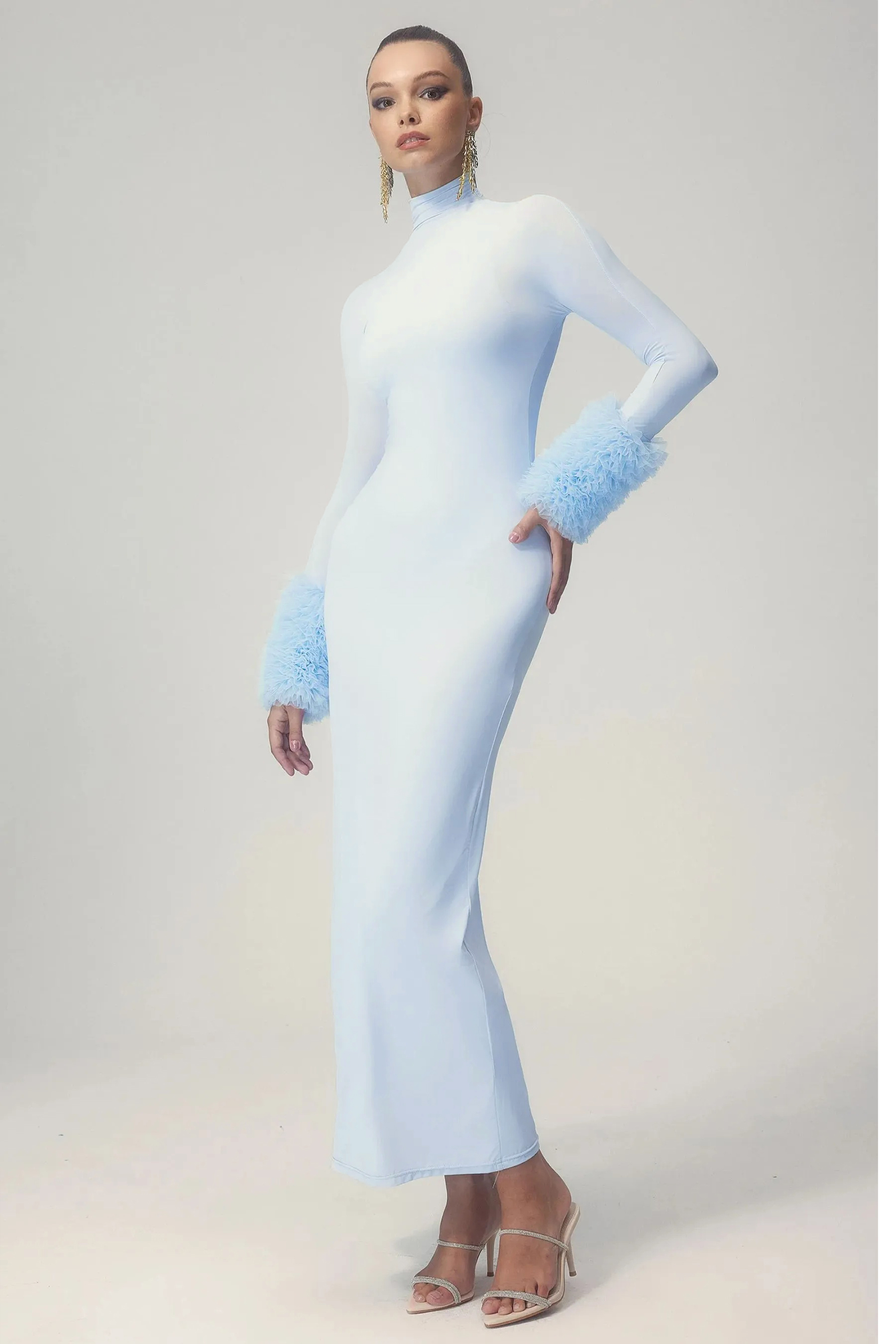 Elvira Long Sleeves Turtleneck Maxi Dress