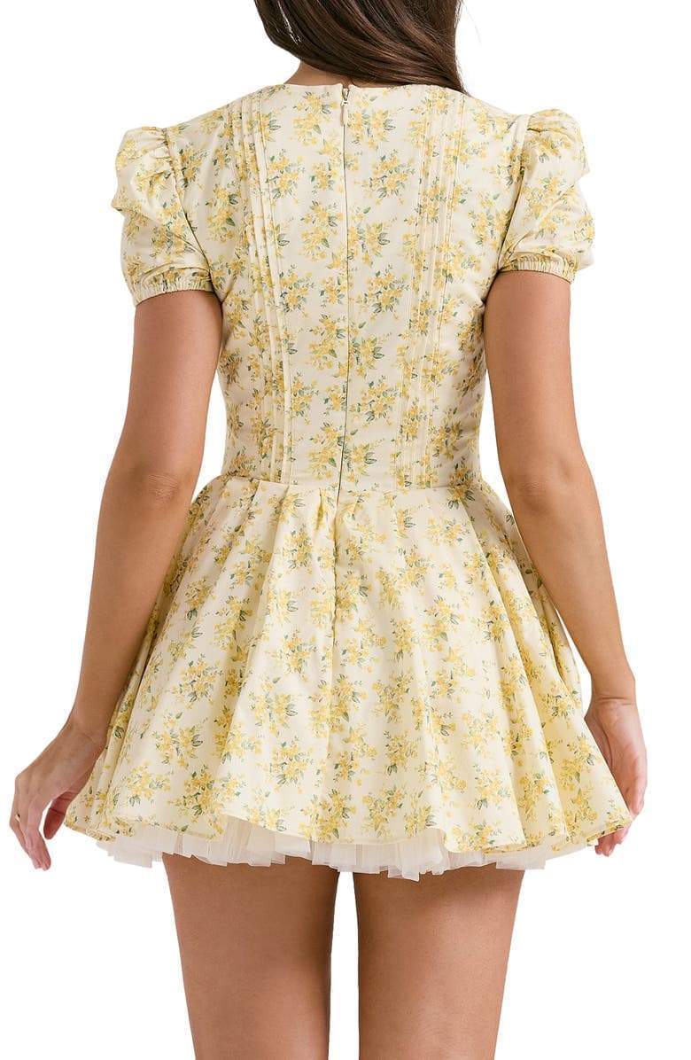 Emily Floral V-neck Corset Mini Dress-Sunfere