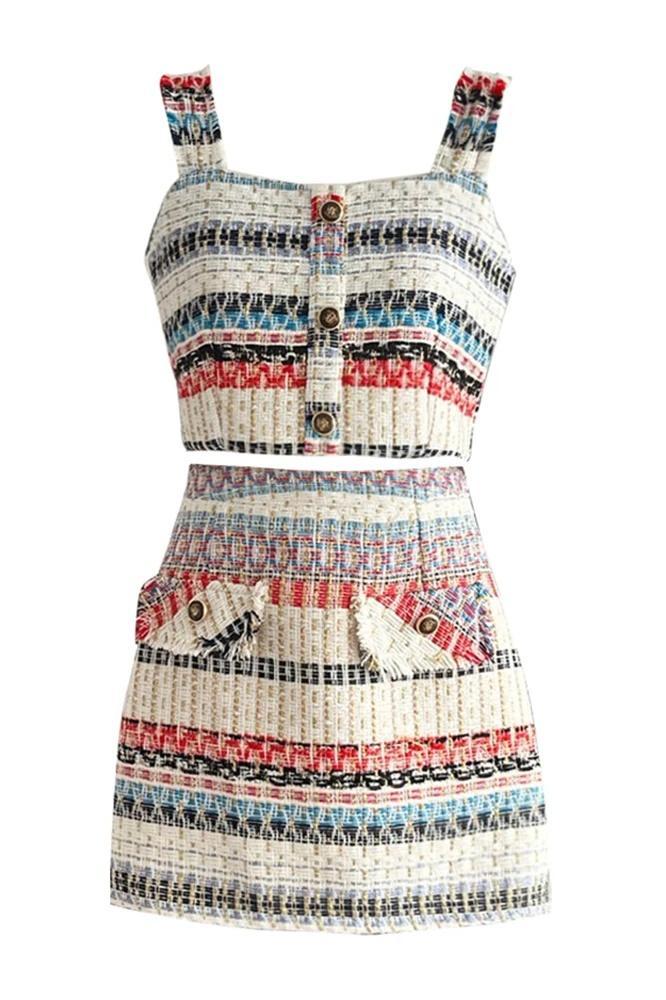 Emily Stripe Tweed Crop Set-Sunfere