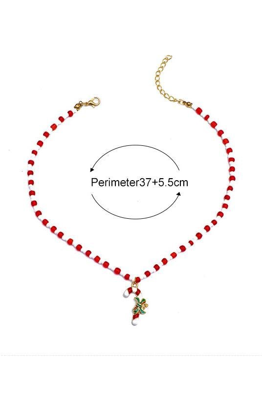 accessories-Enamelled Candy Cane Beaded Necklace-SA00611141911-Red - Sunfere