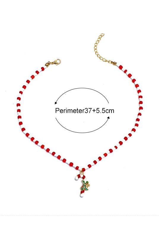 Enamelled Candy Cane Beaded Necklace-Sunfere