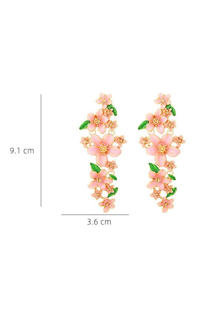 Enamelled Floral Drop Earrings-Sunfere