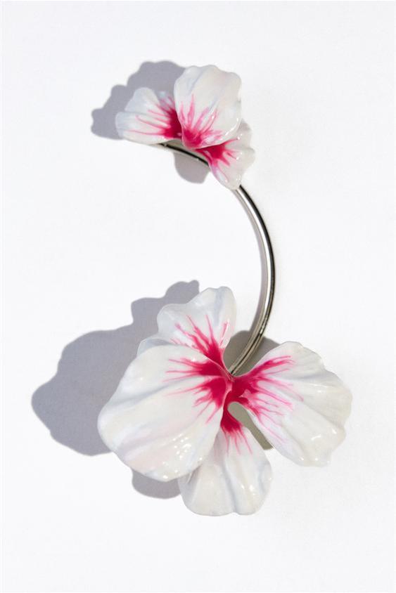 Enamelled Floral Single Ear Cuff-Sunfere