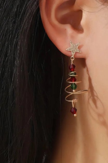accessories-Eudora Christmas Tree Drop Earrings-SA00611091863-Gold - Sunfere