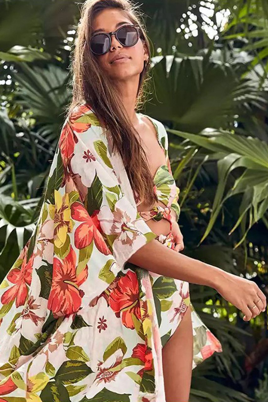 Evade Floral Printed Two-piece Swim Set-Sunfere