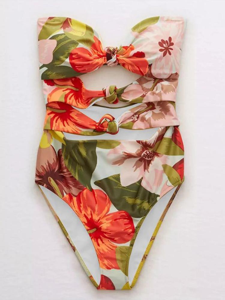 Evade Floral Printed Two-piece Swim Set-Sunfere