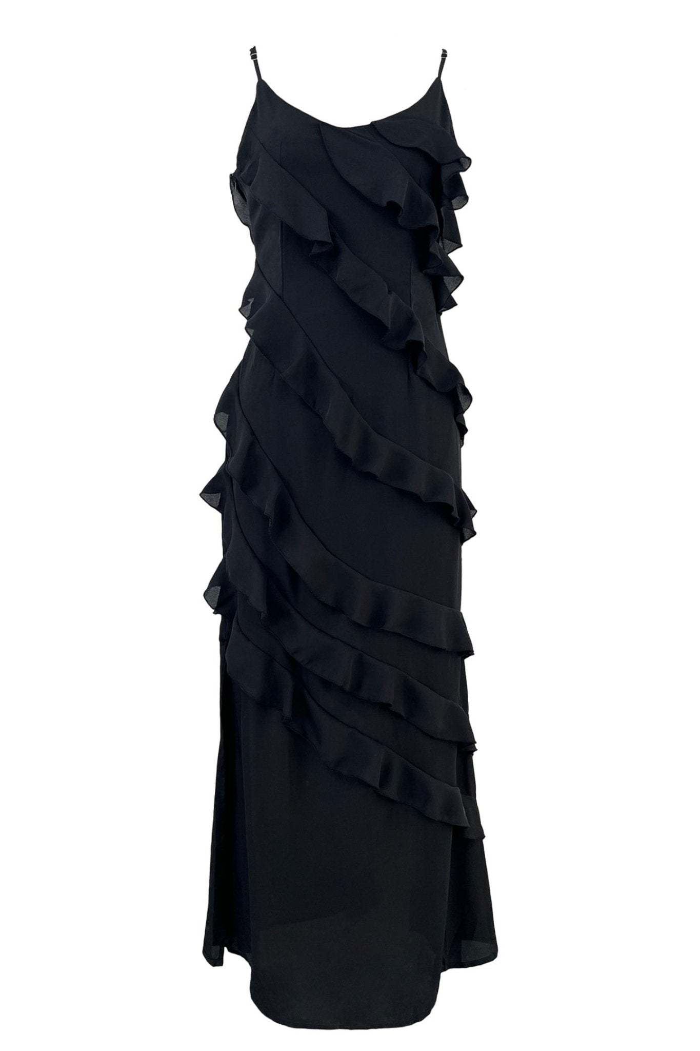 Black fashion chiffon ruffle dress