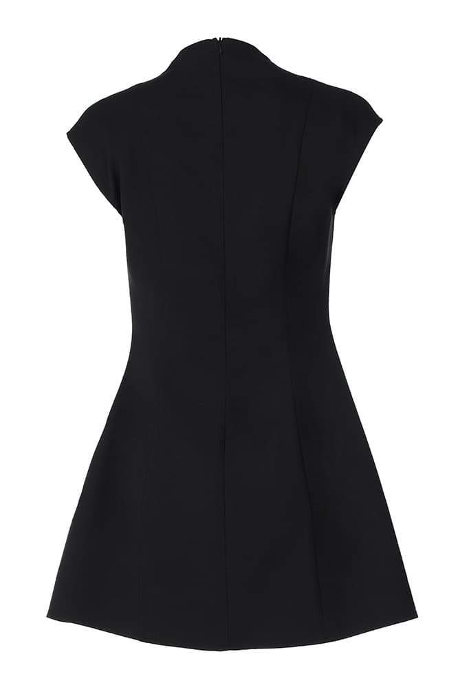 dresses-Evelyn Cap Sleeve Pleated Mini Dress-SD00604192711-Black-S - Sunfere