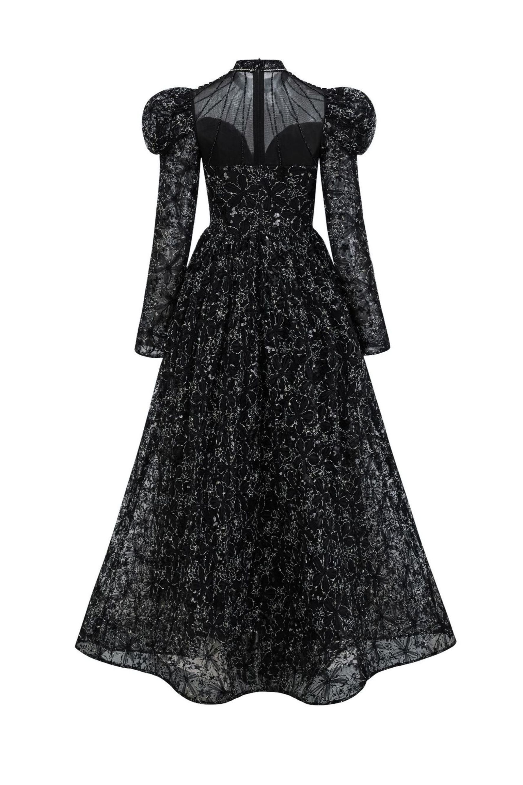 Celia Floral Embroidered Puff Sleeve Maxi Dress