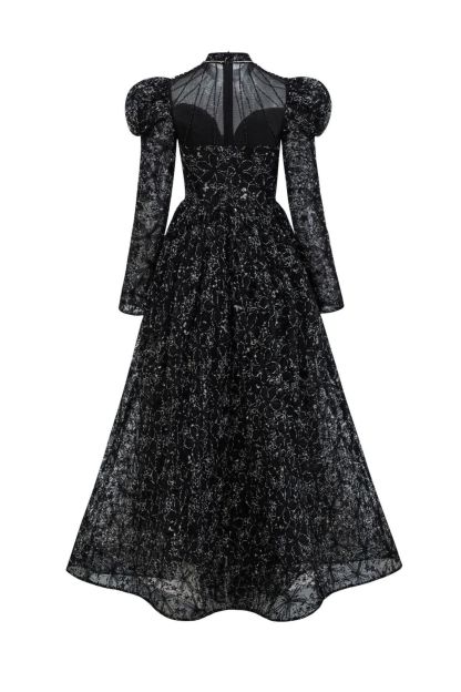 Celia Floral Embroidered Puff Sleeve Maxi Dress