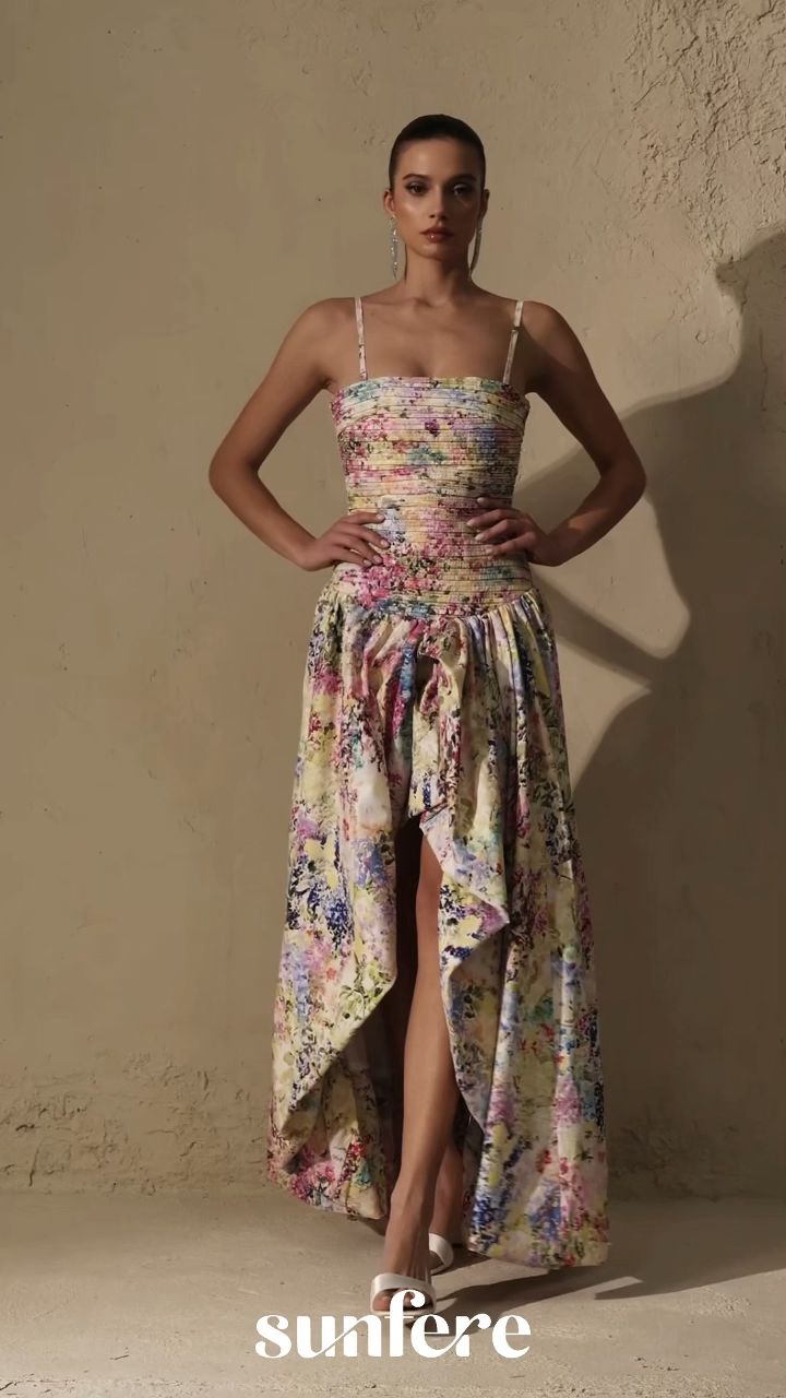 Belle Of The Hour Multi Floral Print Bubble Hem Maxi Dress