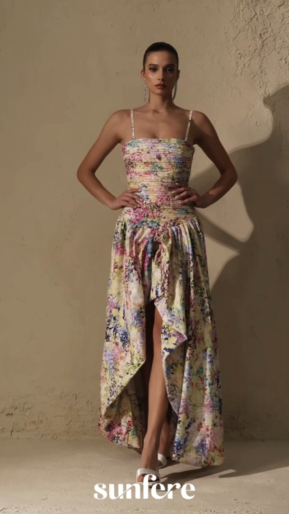 Belle Of The Hour Multi Floral Print Bubble Hem Maxi Dress
