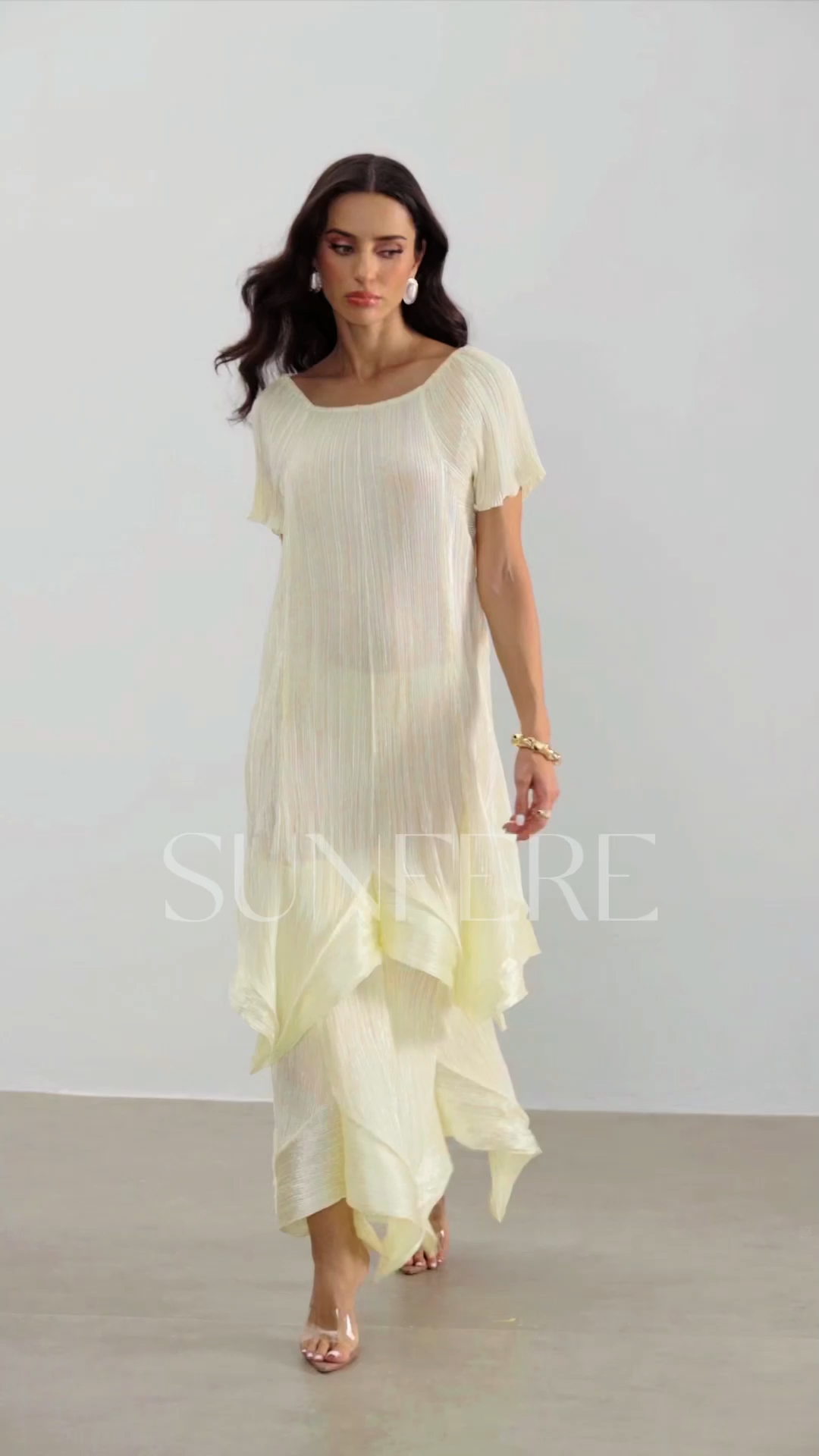 Beryl Short Sleeve Irregular Hemline Maxi Dress