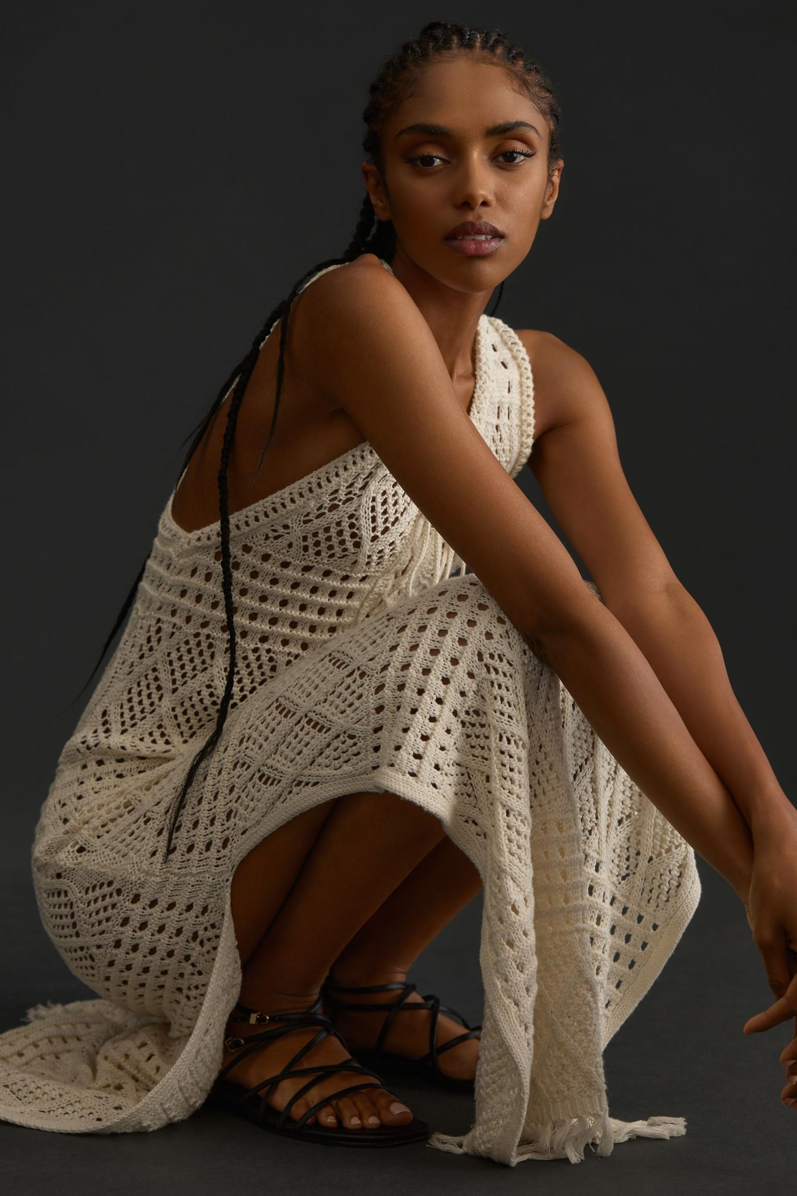 Cora Sleeveless Hollow Out Knit Maxi Dress-Sunfere