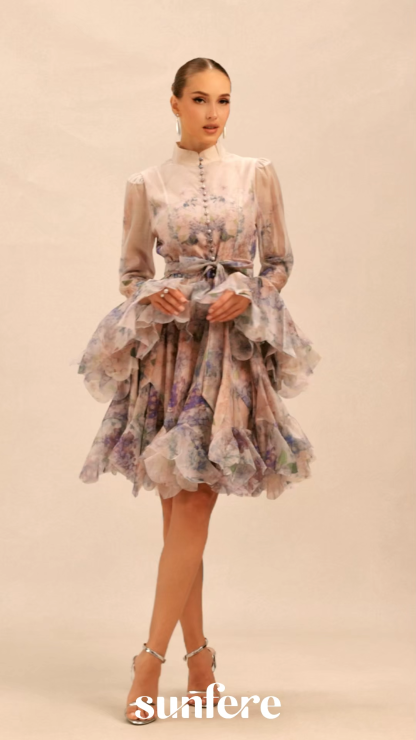 Lana Floral Print Flared Mini Dress