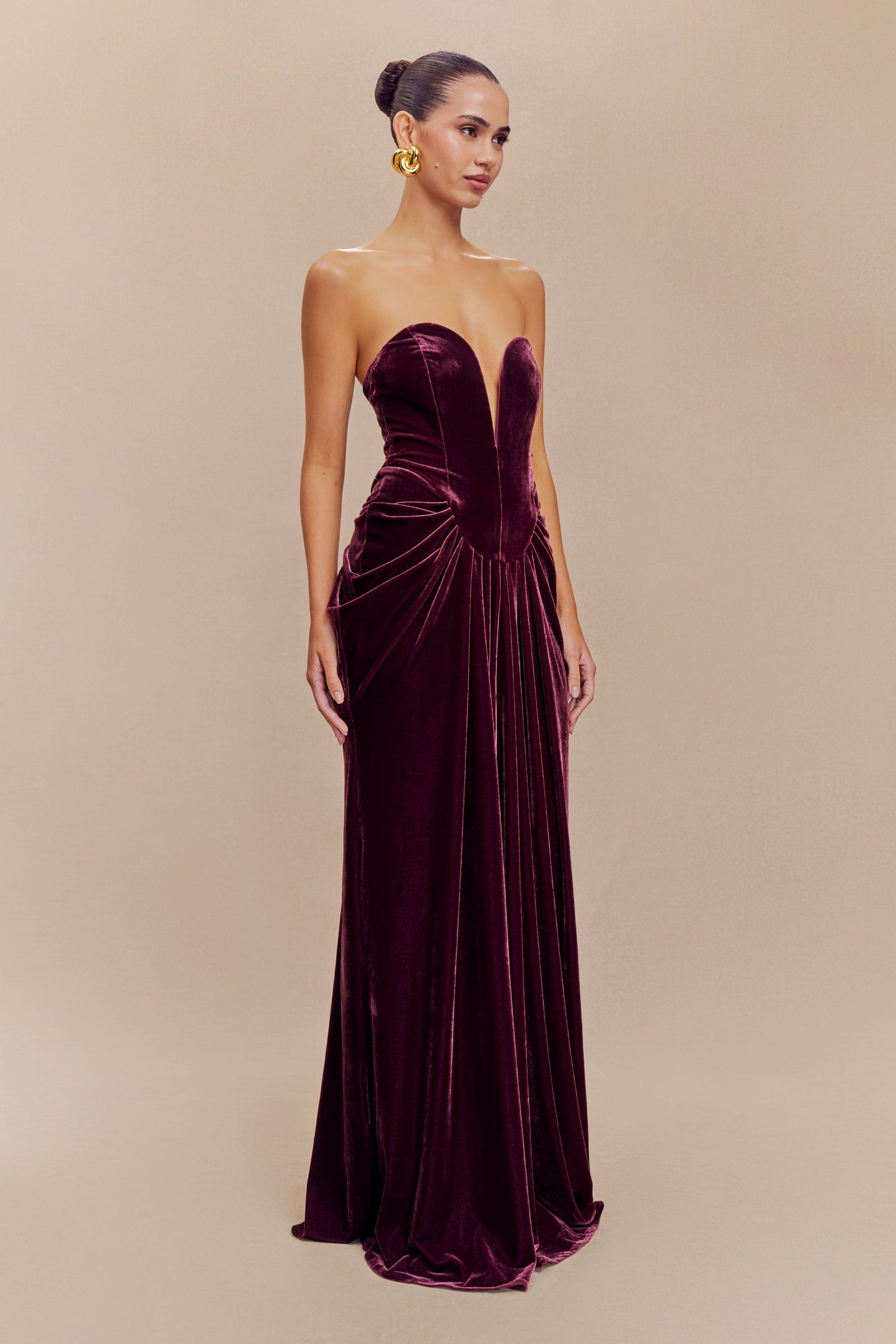 Dorothy Velvet Heart Corset Pleated Tube Maxi Dress
