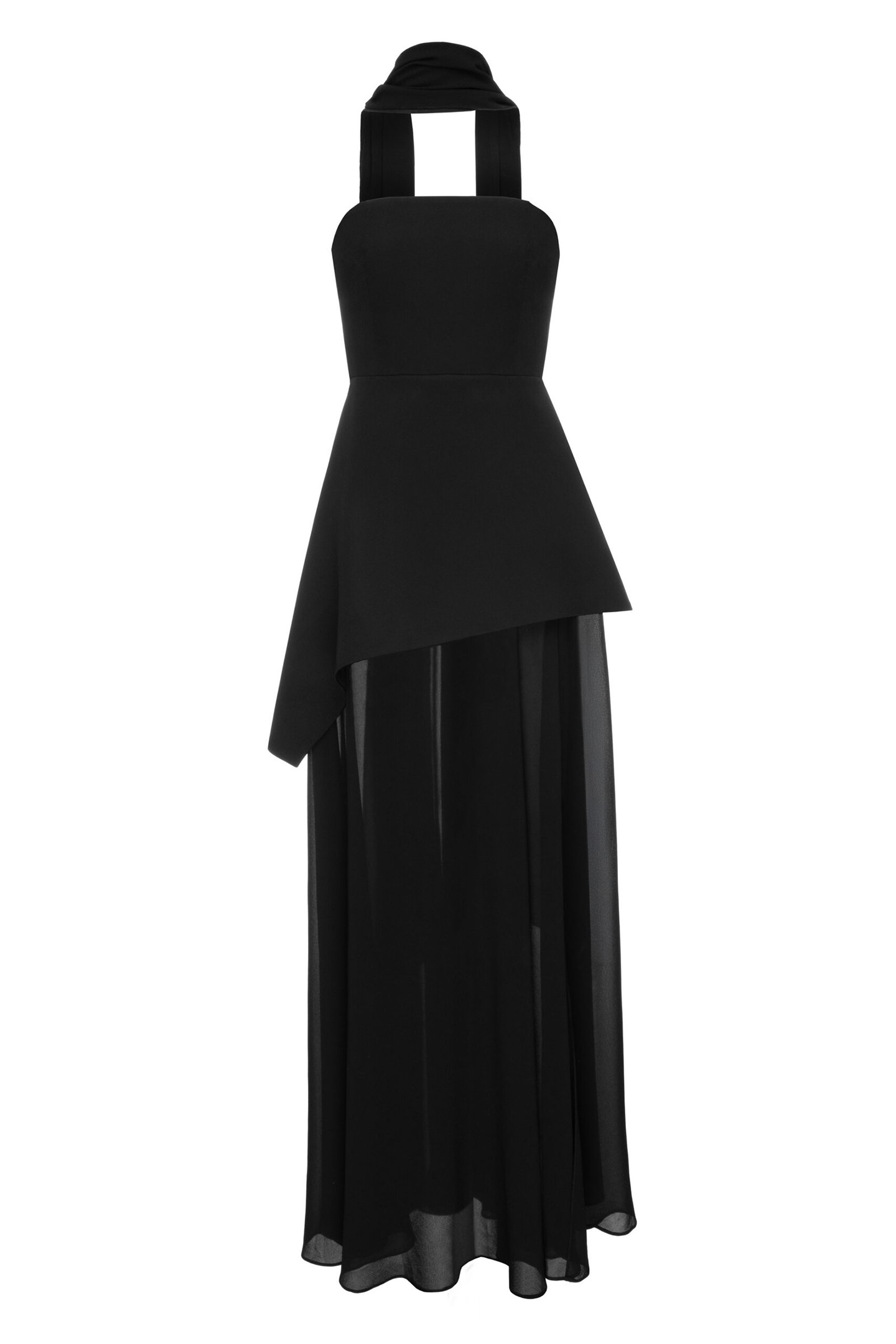 Florence Asymmetrical Chiffon Maxi Dress with Scarf