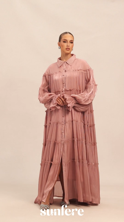 Exceptional Moments Pink Pleated Maxi Dress