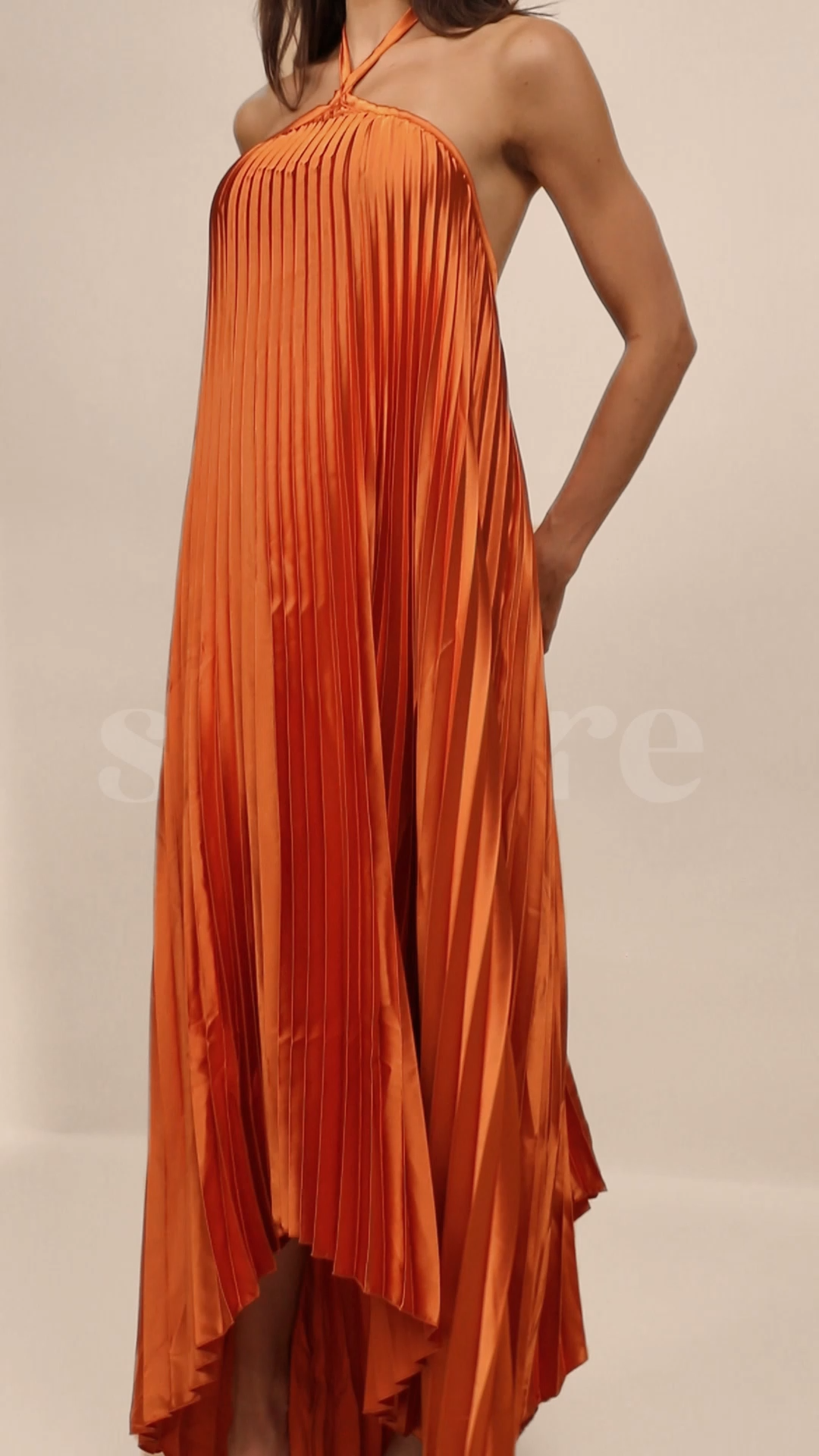 Novia Halter Neck Pleated Maxi Dress