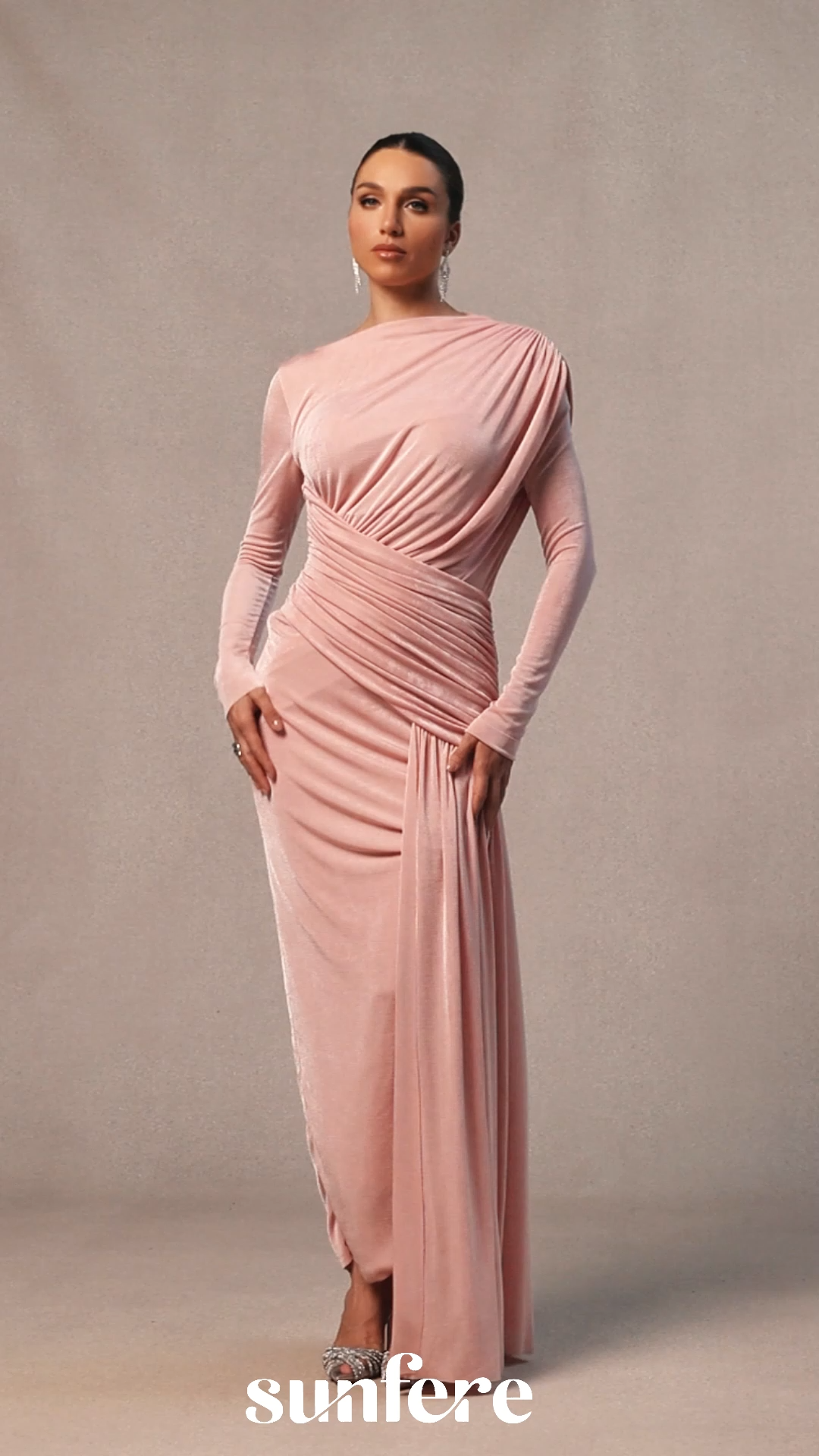 Casey Asymmetric Ruched Bodice Maxi Dress