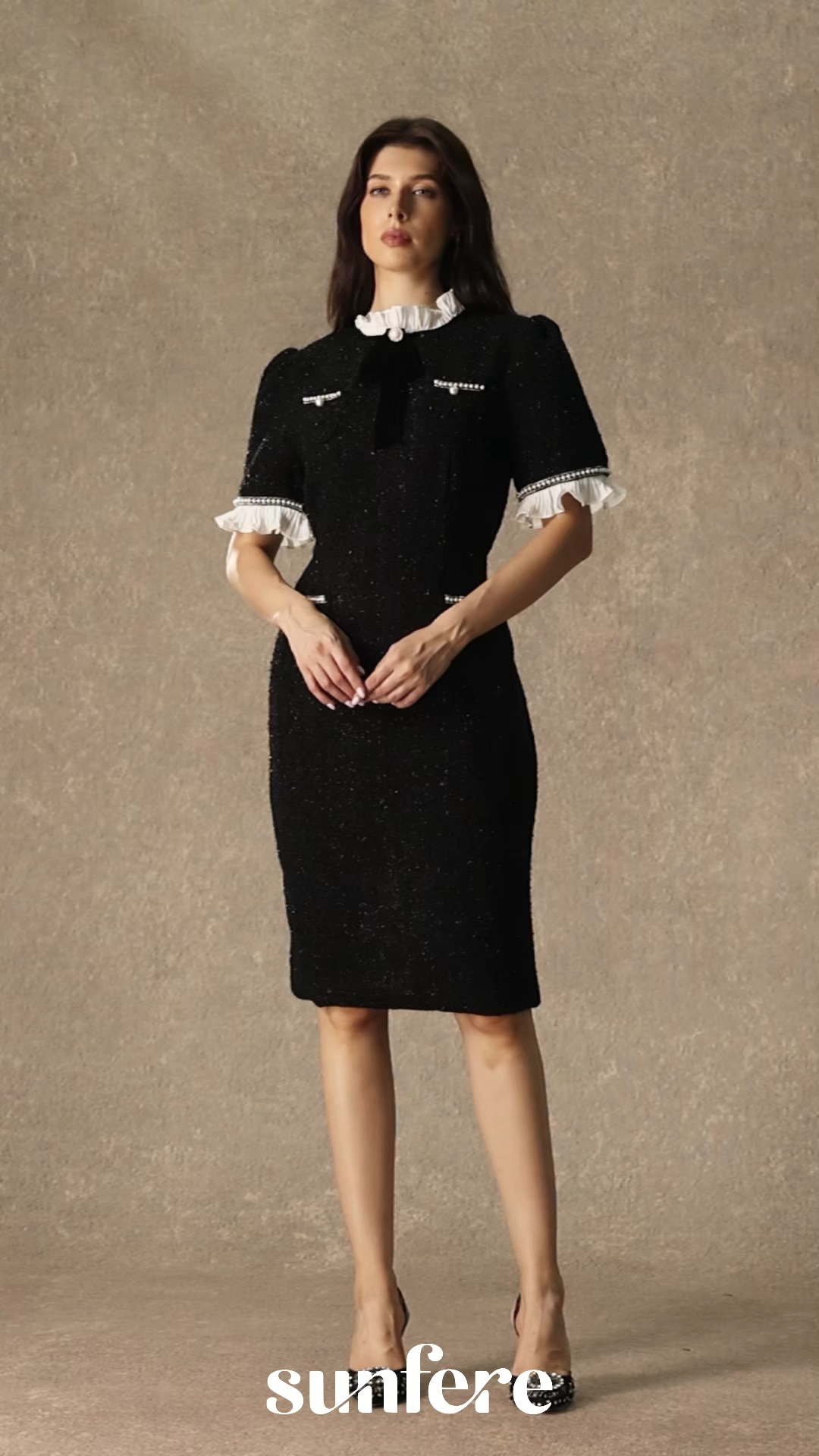 Precious And Perfect White Velvet Bow Ruffled Mini Dress